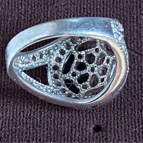 Estate Sterling Silver Round CZ Rhinestone Cubic Zirconia Mandala Wheel Ring 7 - Picture 8 of 11